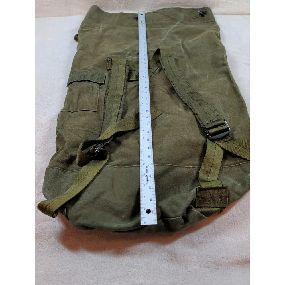 Vintage US Military Olive Drab‎ Canvas Duffle Bag Backpack Sea Bag Stenciled